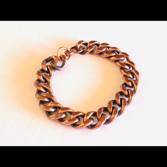 Vintage Shabby Copper Chunky Curb Chain Bracelet - Picture 2 of 7
